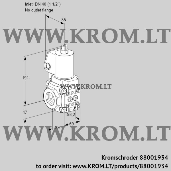 Kromschroder VAS 2T40/-N/NQSL, 88001934 gas solenoid valve, 88001934