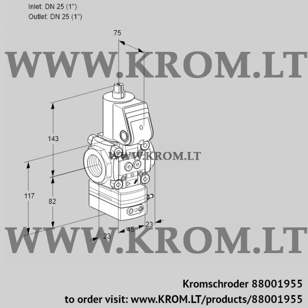 Kromschroder VAG 1T25N/NQAA, 88001955 air/gas ratio control, 88001955