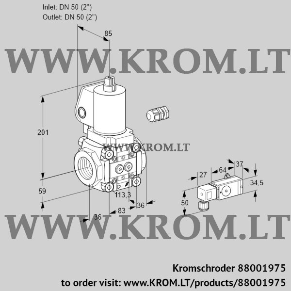 Kromschroder VAS 350R/NWSL, 88001975 gas solenoid valve, 88001975