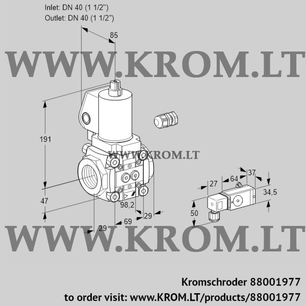 Kromschroder VAS 240R/NWSL, 88001977 gas solenoid valve, 88001977