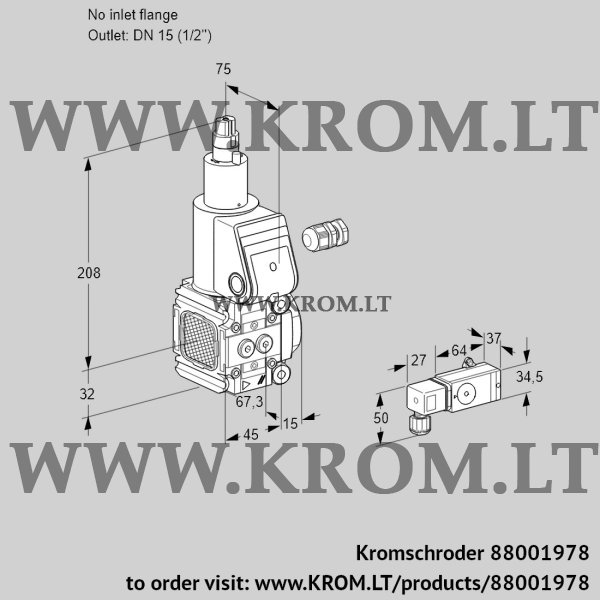 Kromschroder VAS 1-/15R/LW, 88001978 gas solenoid valve, 88001978