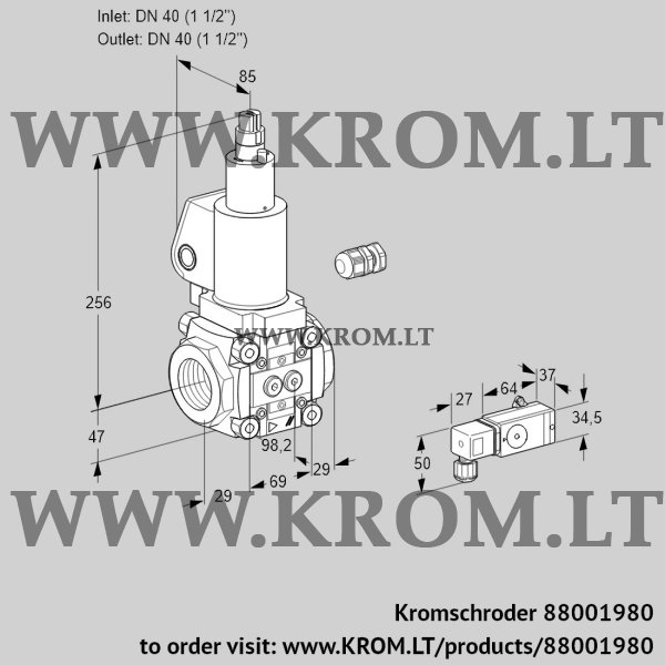 Kromschroder VAS 240R/LWSL, 88001980 gas solenoid valve, 88001980