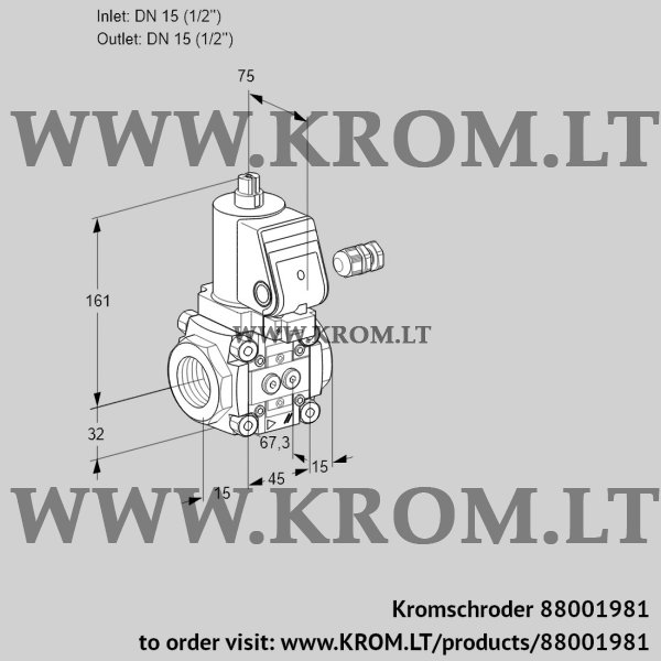 Kromschroder VAS 115R/NWGR, 88001981 gas solenoid valve, 88001981