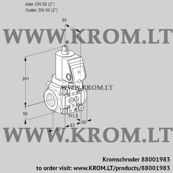 Kromschroder VAS 3T50N/NQSR, 88001983 gas solenoid valve, 88001983