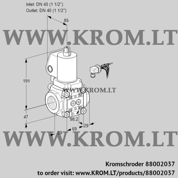 Kromschroder VAS 240R/NWGL, 88002037 gas solenoid valve, 88002037