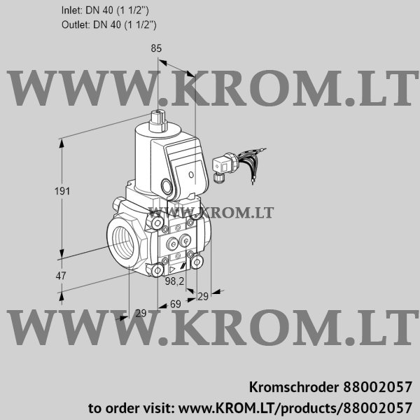 Kromschroder VAS 240R/NWGR, 88002057 gas solenoid valve, 88002057