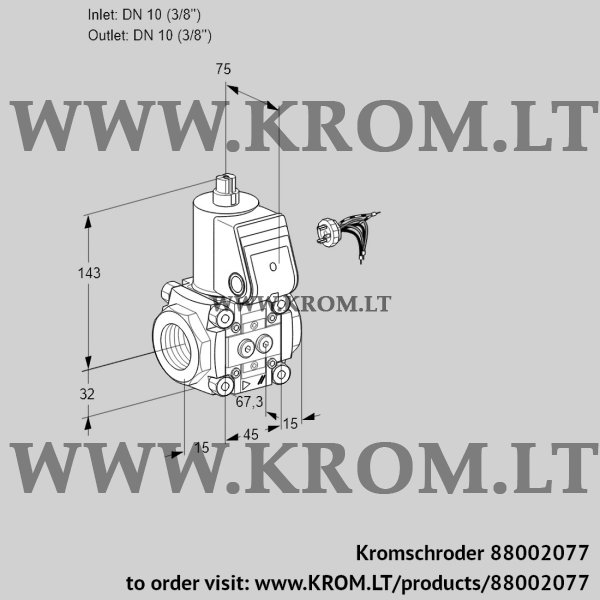 Kromschroder VAS 110R/NW, 88002077 gas solenoid valve, 88002077