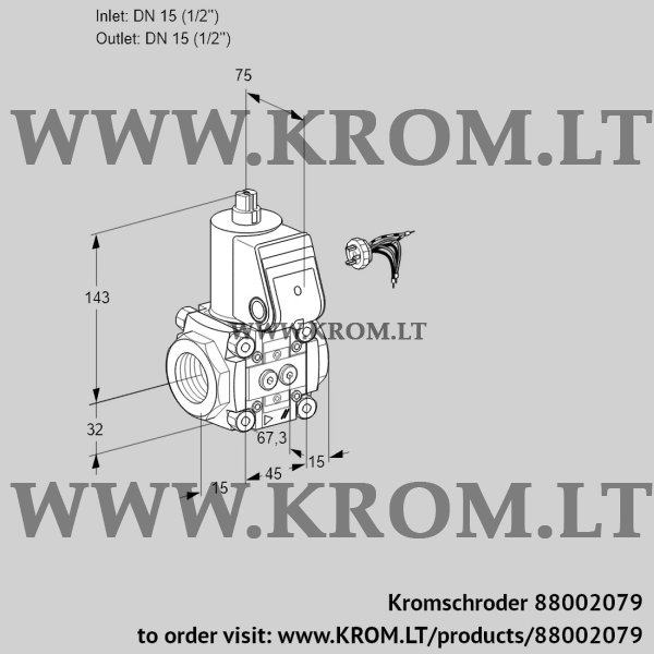 Kromschroder VAS 115R/NQ, 88002079 gas solenoid valve, 88002079