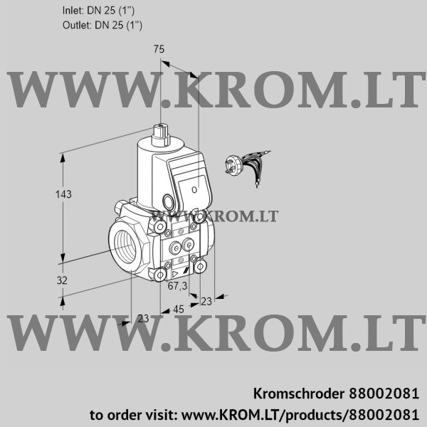 Kromschroder VAS 125R/NQ, 88002081 gas solenoid valve, 88002081