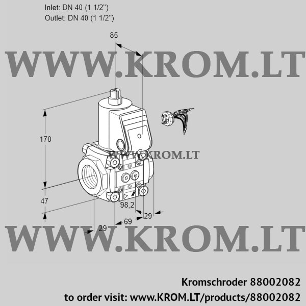 Kromschroder VAS 240R/NW, 88002082 gas solenoid valve, 88002082