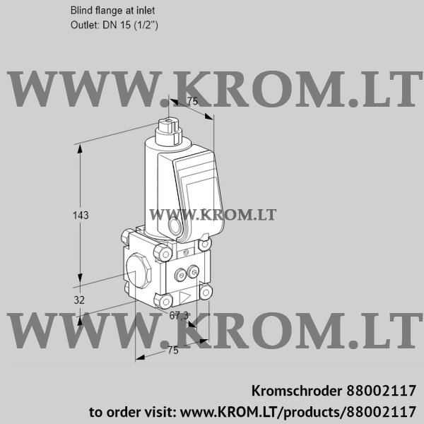 Kromschroder VAS 1-0/15R/NW, 88002117 gas solenoid valve, 88002117