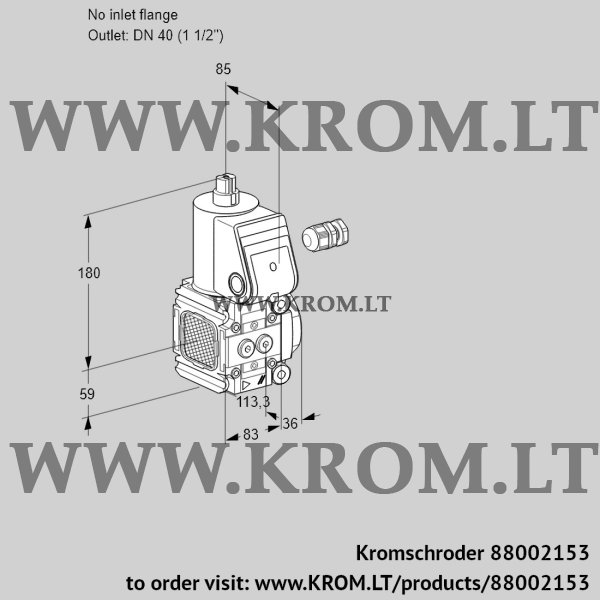 Kromschroder VAS 3-/40R/NW, 88002153 gas solenoid valve, 88002153