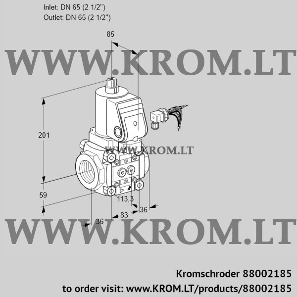 Kromschroder VAS 365R/NWSR, 88002185 gas solenoid valve, 88002185