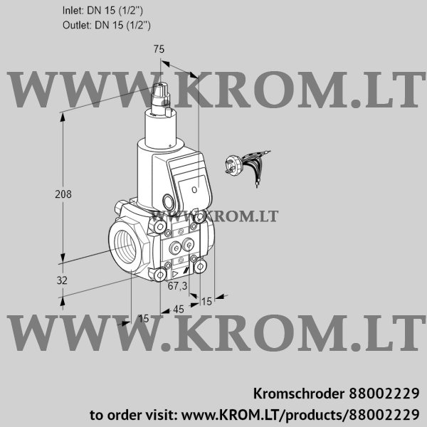 Kromschroder VAS 115R/LW, 88002229 gas solenoid valve, 88002229