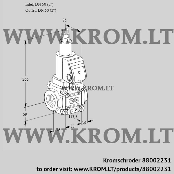 Kromschroder VAS 3T50N/LQGR, 88002231 gas solenoid valve, 88002231