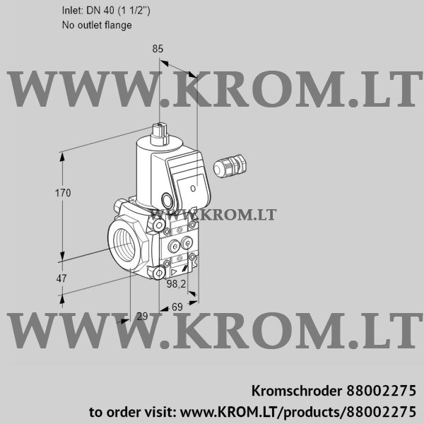 Kromschroder VAS 240/-R/NW, 88002275 gas solenoid valve, 88002275