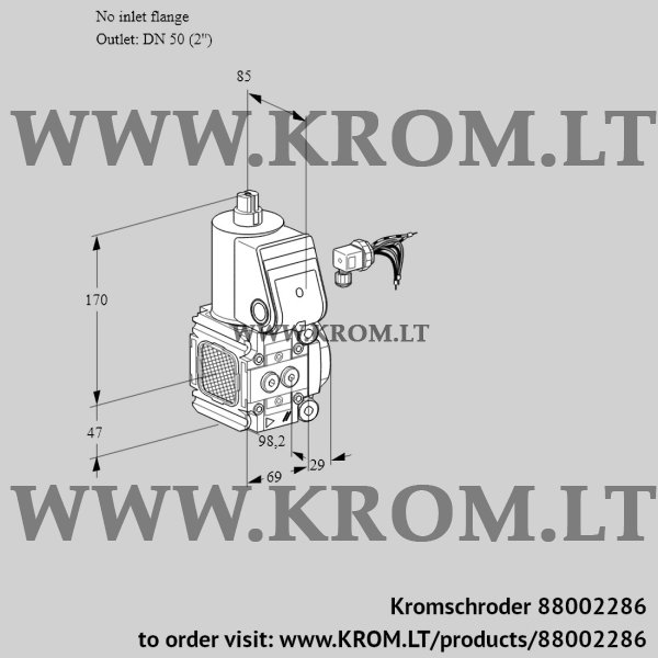 Kromschroder VAS 2-/50R/NK, 88002286 gas solenoid valve, 88002286