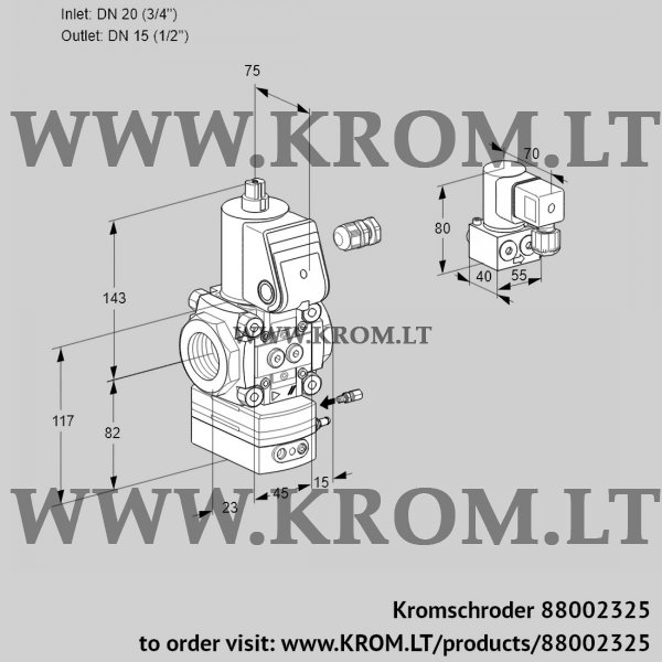 Kromschroder VAG 120/15R/NWBE, 88002325 air/gas ratio control, 88002325