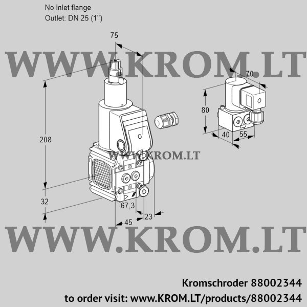 Kromschroder VAS 1-/25R/LQ, 88002344 gas solenoid valve, 88002344