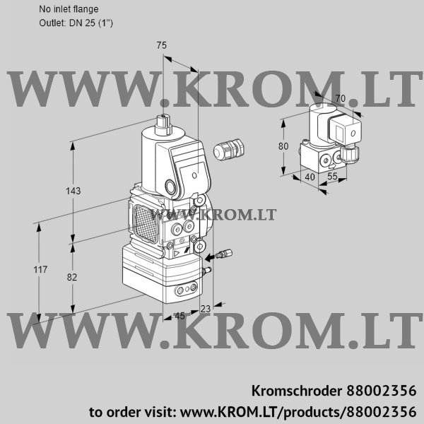 Kromschroder VAG 1-/25R/NQAE, 88002356 air/gas ratio control, 88002356