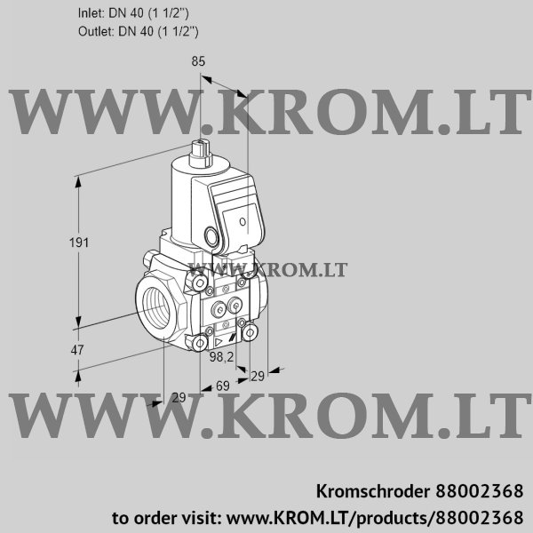 Kromschroder VAS 2T40N/NQSR, 88002368 gas solenoid valve, 88002368