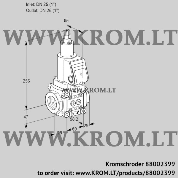 Kromschroder VAS 2T25N/LQSR, 88002399 gas solenoid valve, 88002399