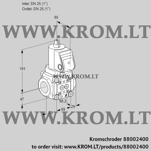 Kromschroder VAS 2T25N/NQSR, 88002400 gas solenoid valve, 88002400