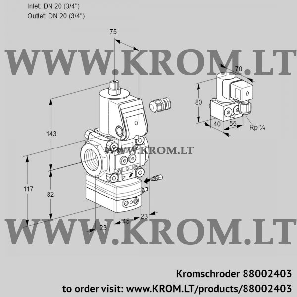 Kromschroder VAG 120R/NWAE, 88002403 air/gas ratio control, 88002403