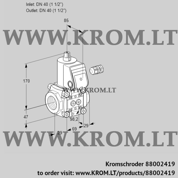 Kromschroder VAS 240R/NW, 88002419 gas solenoid valve, 88002419