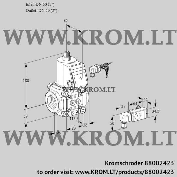 Kromschroder VAS 350R/NW, 88002423 gas solenoid valve, 88002423