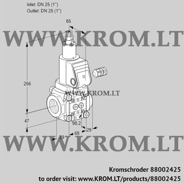 Kromschroder VAS 225R/LWSR, 88002425 gas solenoid valve, 88002425