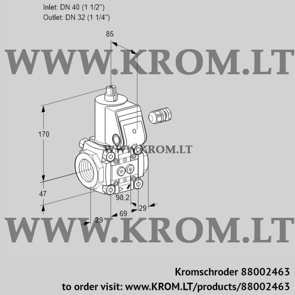 Kromschroder VAS 240/32R/NW, 88002463 gas solenoid valve, 88002463