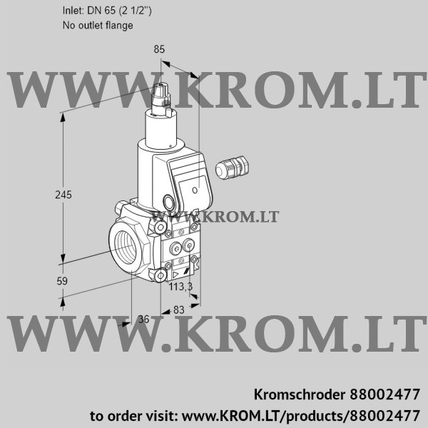 Kromschroder VAS 365/-R/LW, 88002477 gas solenoid valve, 88002477