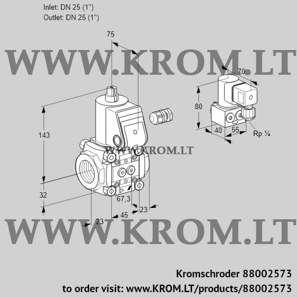 Kromschroder VAS 125R/NW, 88002573 gas solenoid valve, 88002573