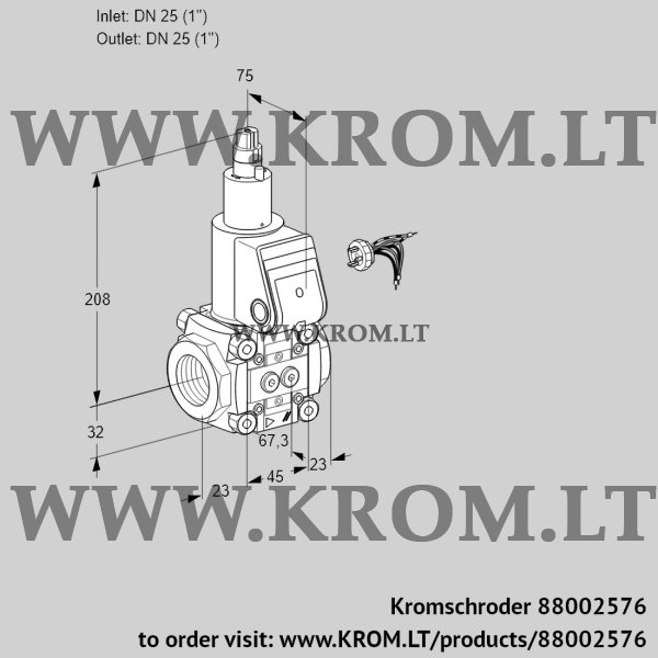 Kromschroder VAS 125R/LW, 88002576 gas solenoid valve, 88002576