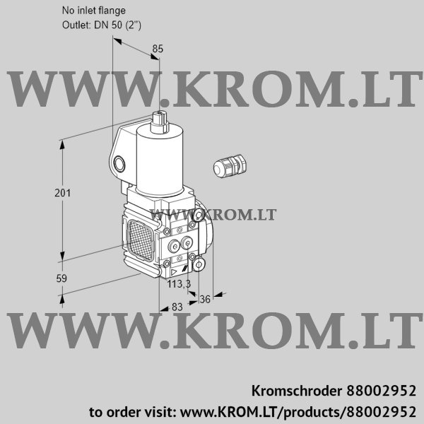 Kromschroder VAS 3-/50R/NQSL, 88002952 gas solenoid valve, 88002952