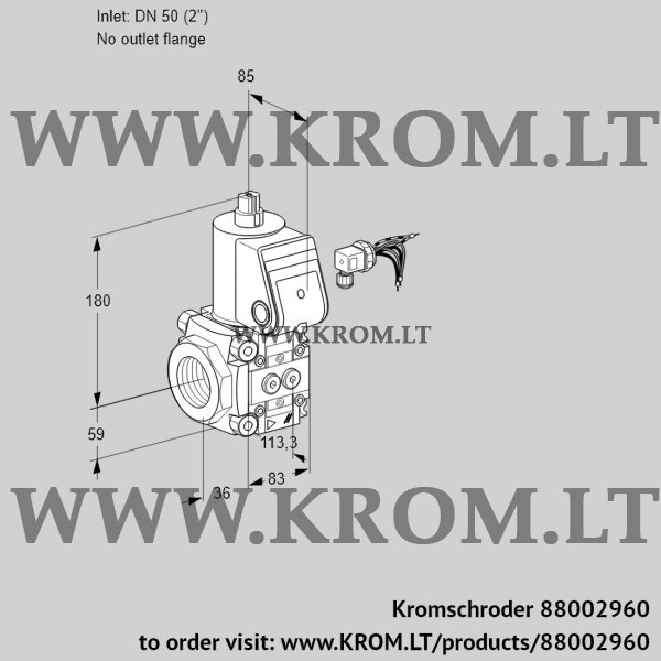 Kromschroder VAS 350/-R/NW, 88002960 gas solenoid valve, 88002960