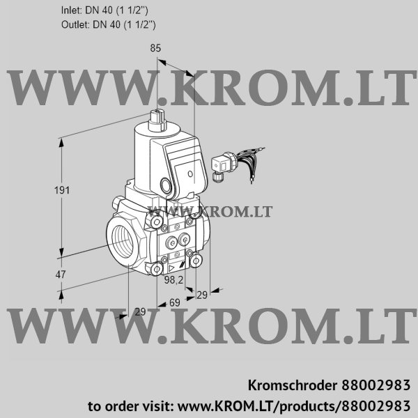 Kromschroder VAS 240R/NWGR, 88002983 gas solenoid valve, 88002983