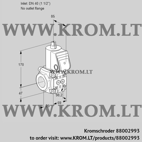 Kromschroder VAS 240/-R/NW, 88002993 gas solenoid valve, 88002993