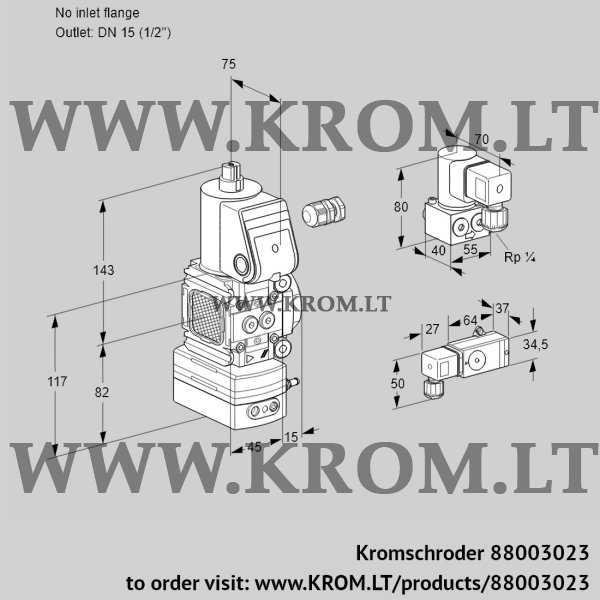 Kromschroder VAD 1-/15R/NW-100B, 88003023 pressure regulator, 88003023