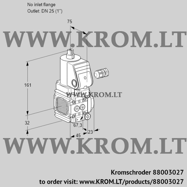 Kromschroder VAS 1-/25R/NWGR, 88003027 gas solenoid valve, 88003027