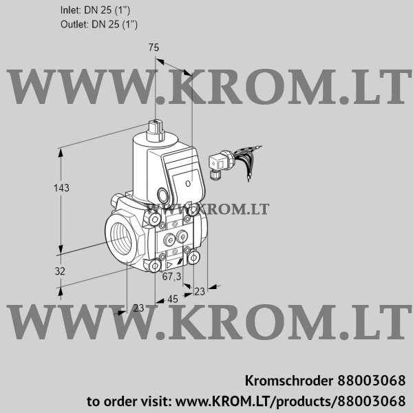 Kromschroder VAS 125R/NK, 88003068 gas solenoid valve, 88003068