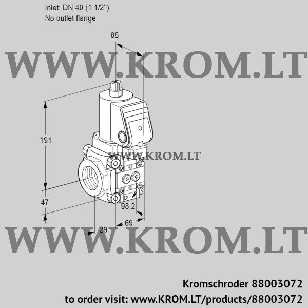 Kromschroder VAS 2T40/-N/NKSR, 88003072 gas solenoid valve, 88003072