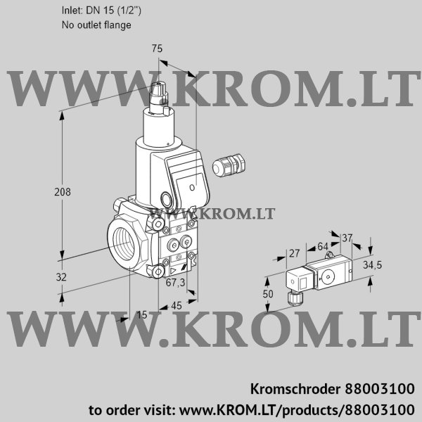 Kromschroder VAS 115/-R/LW, 88003100 gas solenoid valve, 88003100