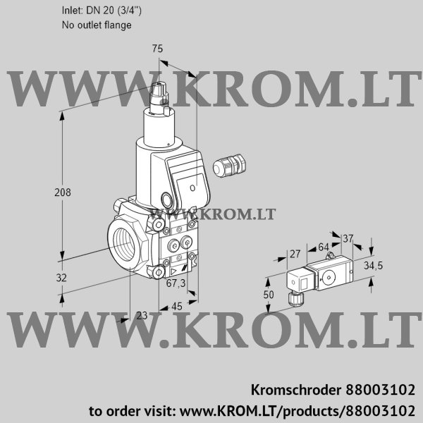 Kromschroder VAS 120/-R/LW, 88003102 gas solenoid valve, 88003102