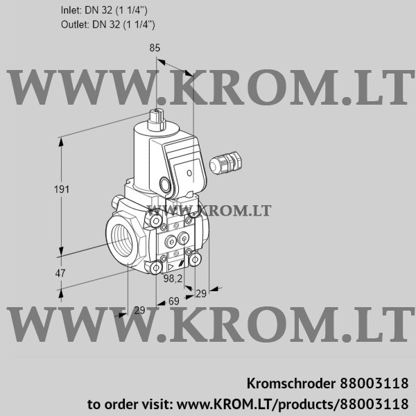 Kromschroder VAS 232R/NWSR, 88003118 gas solenoid valve, 88003118