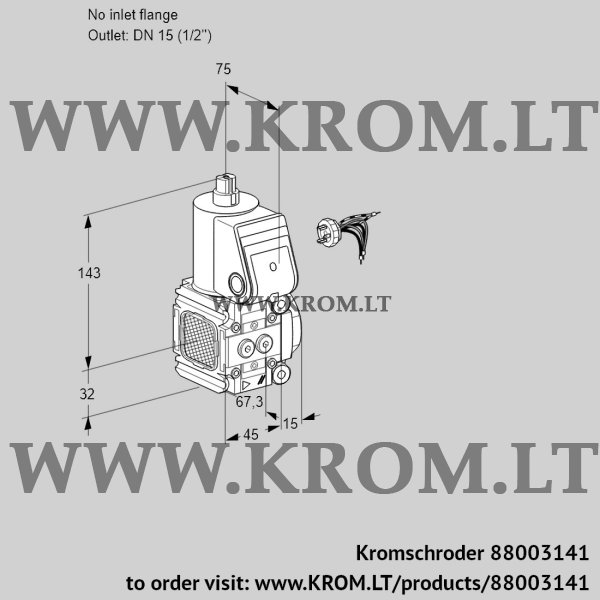 Kromschroder VAS 1-/15R/NW, 88003141 gas solenoid valve, 88003141