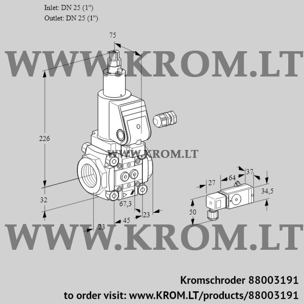 Kromschroder VAS 125R/LWSR, 88003191 gas solenoid valve, 88003191