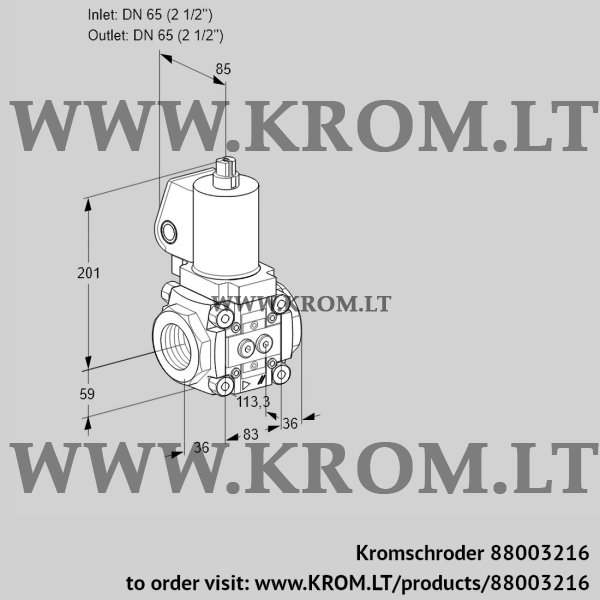 Kromschroder VAS 3T65N/NKGL, 88003216 gas solenoid valve, 88003216