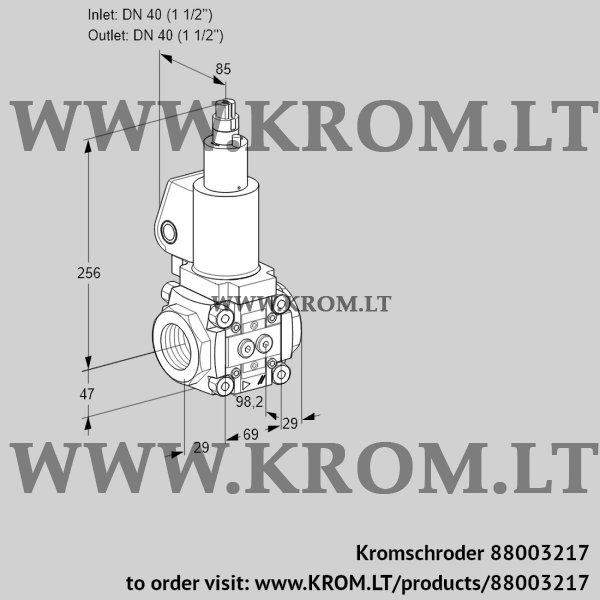 Kromschroder VAS 2T40N/LKGL, 88003217 gas solenoid valve, 88003217